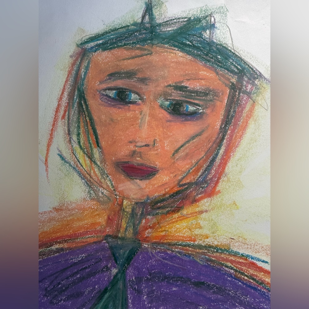 “The Devil Wears A Suit And Tie” oil pastel portrait, 18x24” - Picture 2 of 3